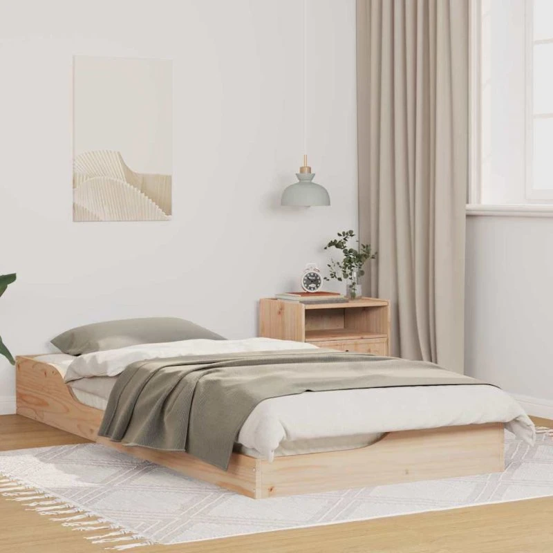 Gulv sengeramme i massivt fyrretræ 90x200 cm - brun