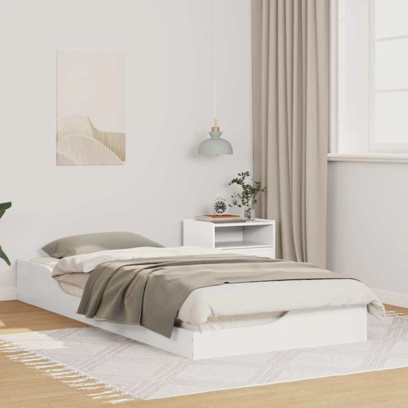 Sengestel gulvramme 80x210 cm hvid massivt fyrretræ