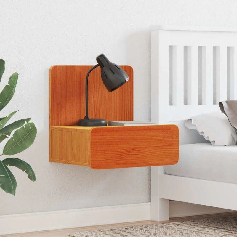 Sengebord 2 stk i massivt fyrretræ, gyldenbrun 44x32,5x40 cm