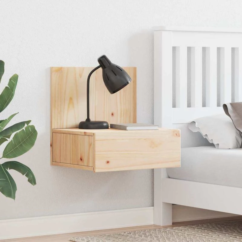 Sengebord 2 stk i massivt fyrretræ, brun 42×32,5×40 cm