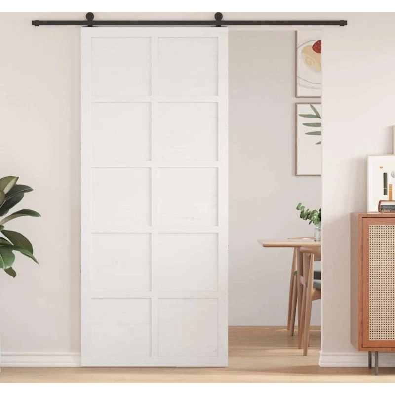 Hvid skydelåge i massivt fyr 90x2,5x208 cm