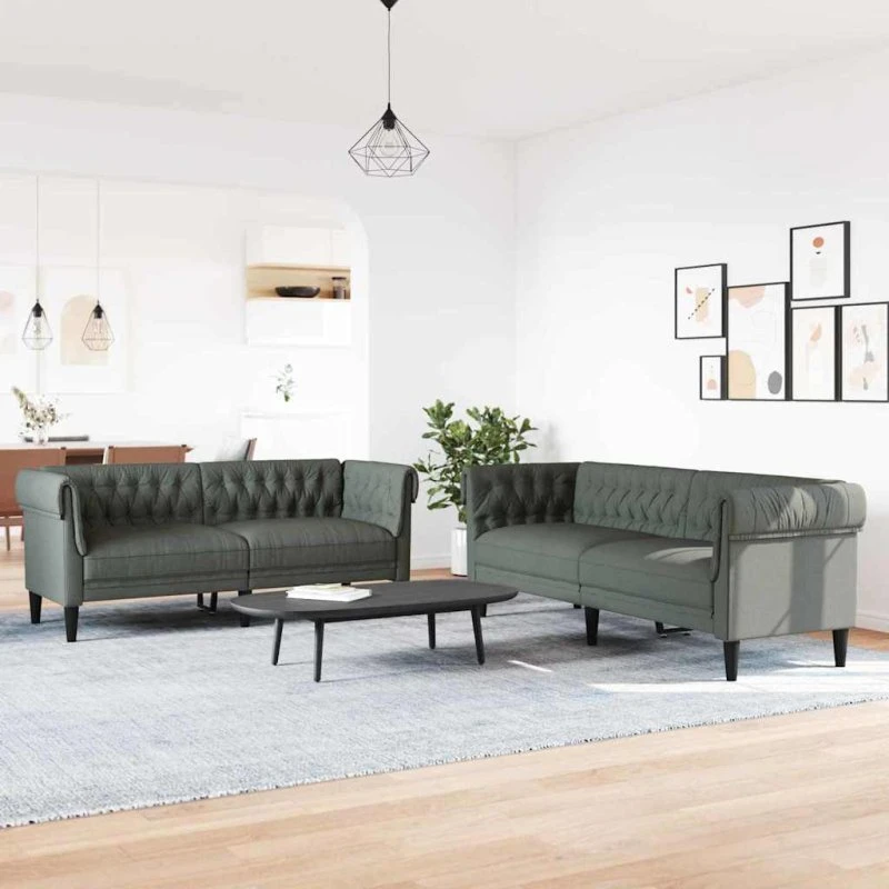 Sofa Sæt Mørkegrå Stof 2+3-personers