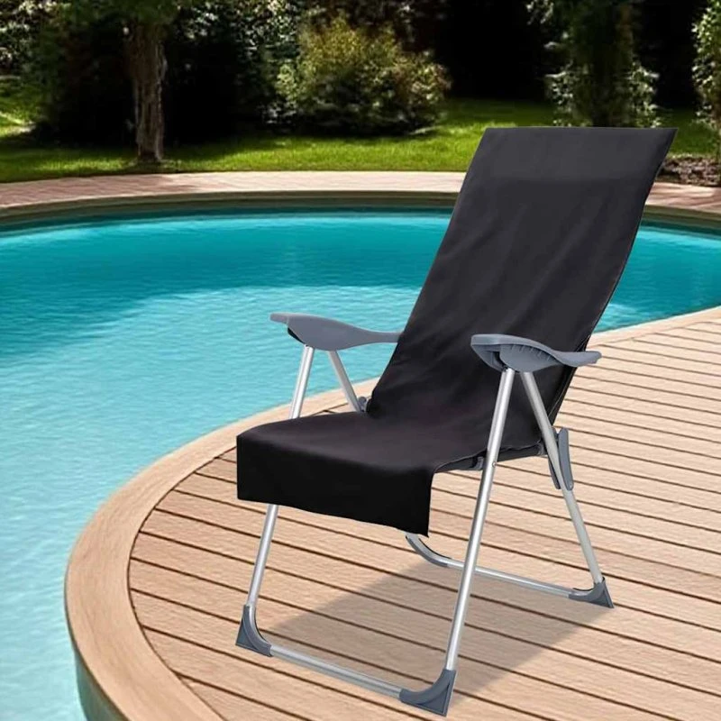 Udendørs stolhåndklæder 2 stk – Sort 130×60 cm