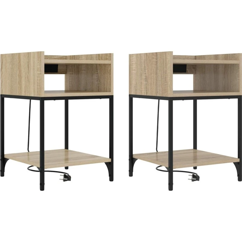 Sengebord 2 stk Sonoma-eg 40x40x61 cm - Konstrueret træ