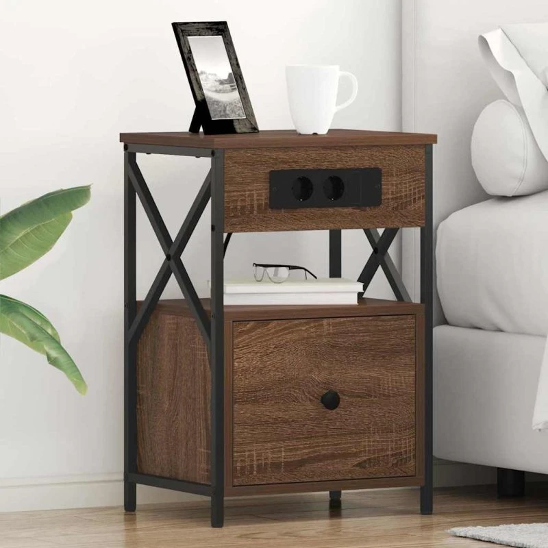 Natskab 2 stk brun eg 40x31x60 cm – konstrueret træ