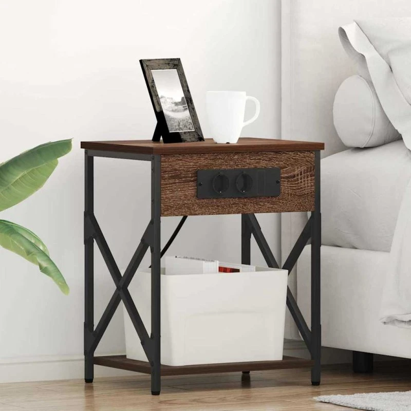 Natskab 2 stk med lade station - Brun eg 41x31x51 cm