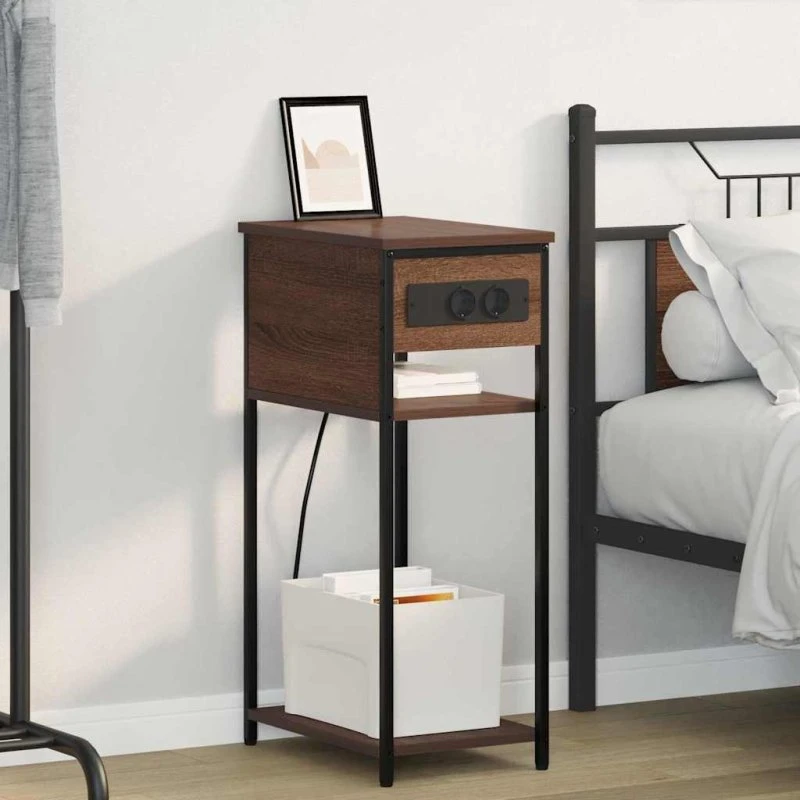 Natskab Brun Eg 41x28x76 cm med Ladestation