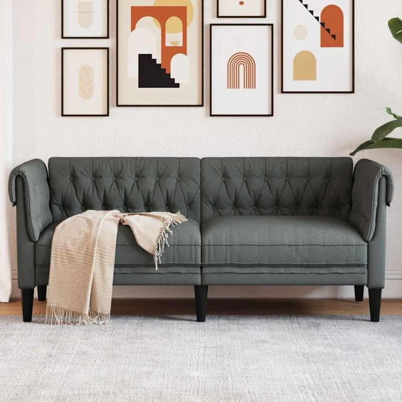 Chesterfield sofa mørkegrå 182,5 cm (3-personer)