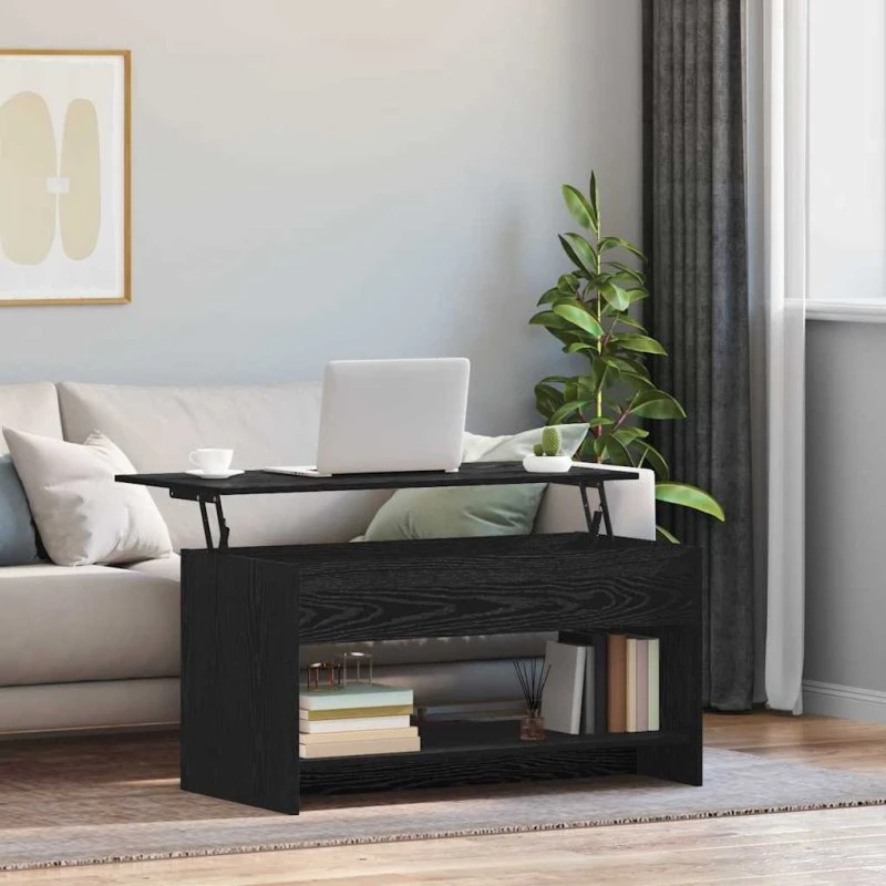 Sofabord Sort Eg 80 x 50,5 cm – Moderne konstrueret træ