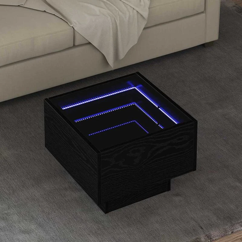 Sofabord i sort eg (40x40x30 cm) - rustikt konstrueret træ