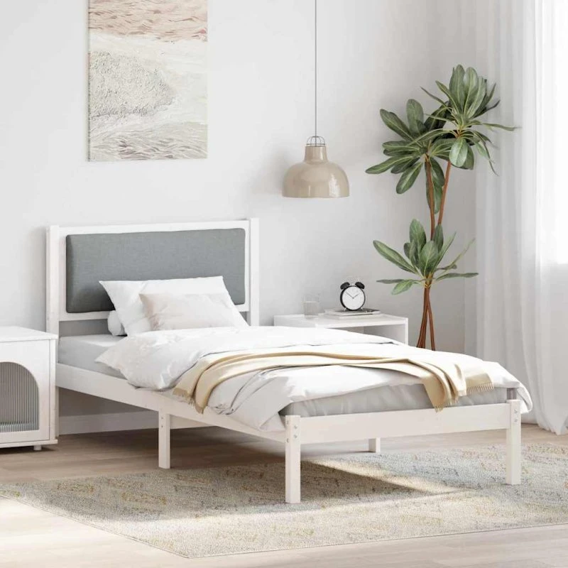 Sengestel i massivt fyrretræ 90x190 cm — lysegrå