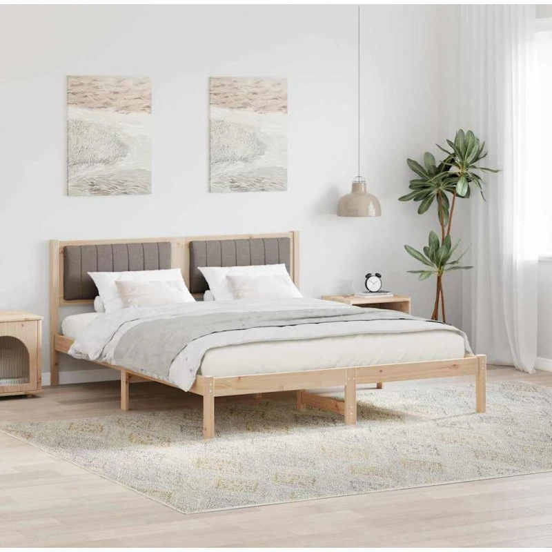 Sengestel 160x200 med polstret hovedgavl, gråbrun