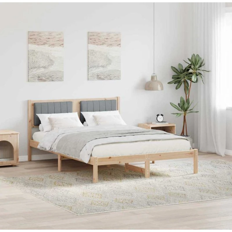 Sengestel 140x190 med polstret hovedgavl - Lysegrå