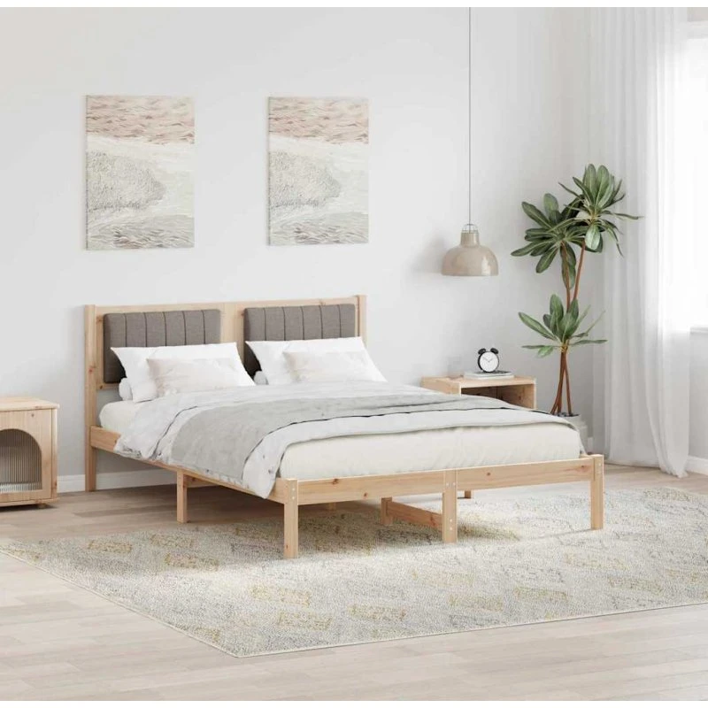 Sengestel 120x190 cm med polstret hovedgavl, gråbrun