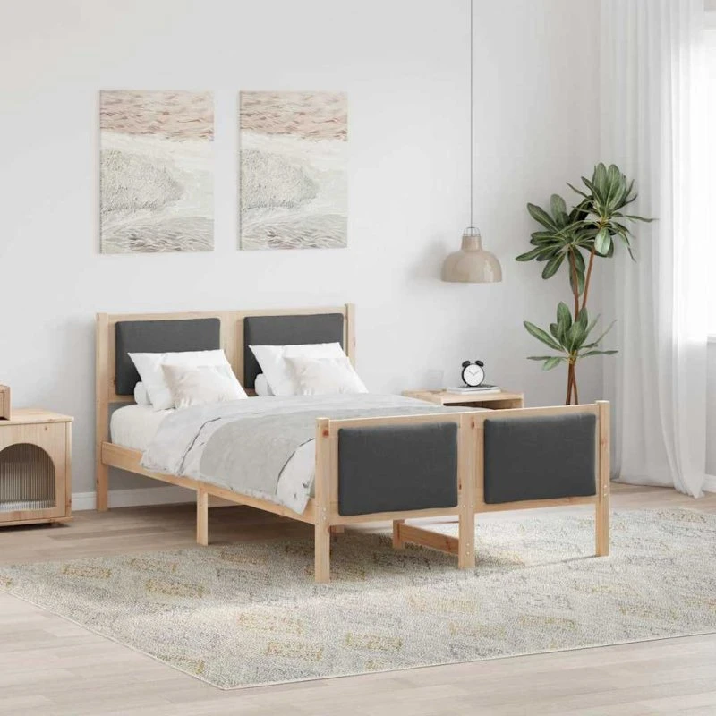 Sengestel med hovedgærde Mørkegrå stof 120x200 cm