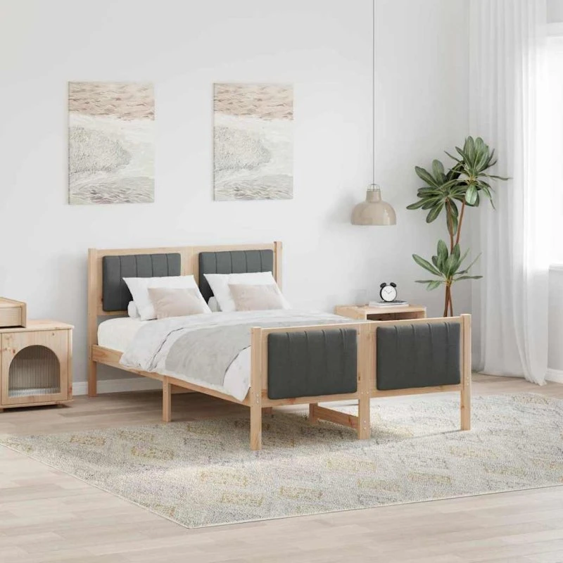 Sengestel i massivt fyrretræ 120x190 cm – brun/mørkegrå