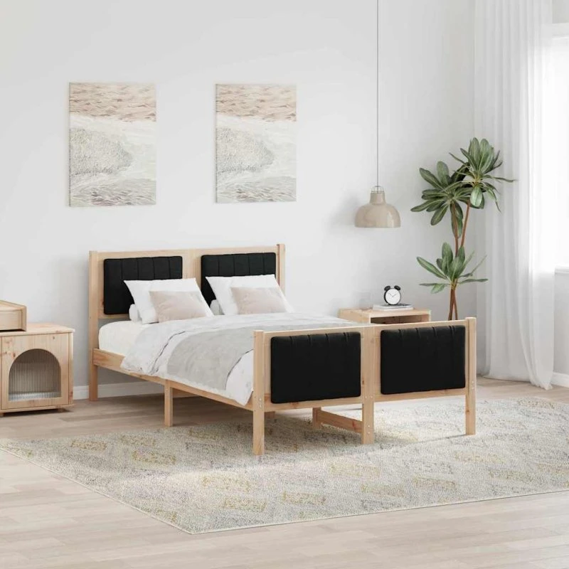Sengestel i massivt fyrretræ 120x190 cm – brun/sort