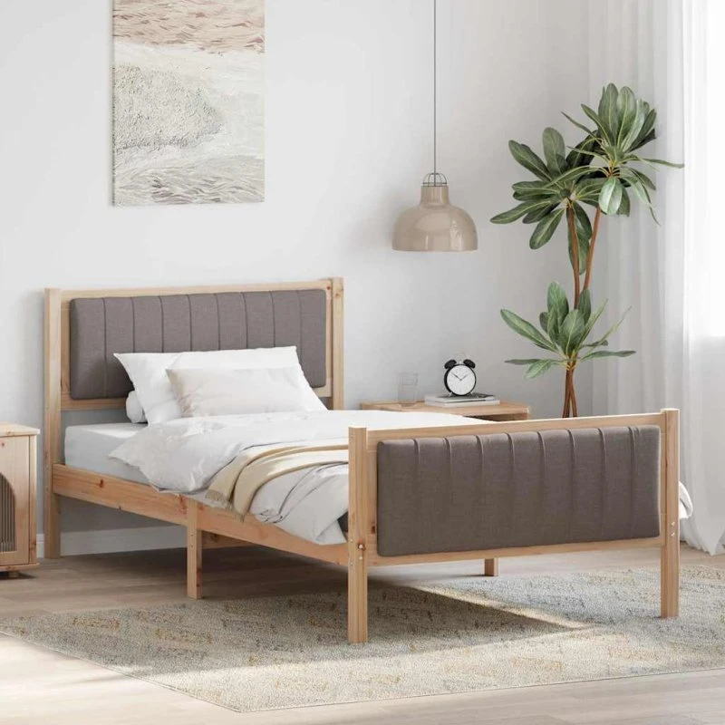 Sengestel i massivt fyrretræ 100x200 cm - Brun/Taupe