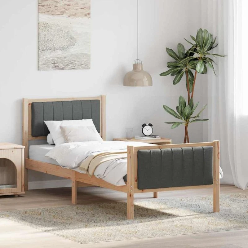 Sengestel 80x200 brun/mørkegrå i massivt fyrretræ