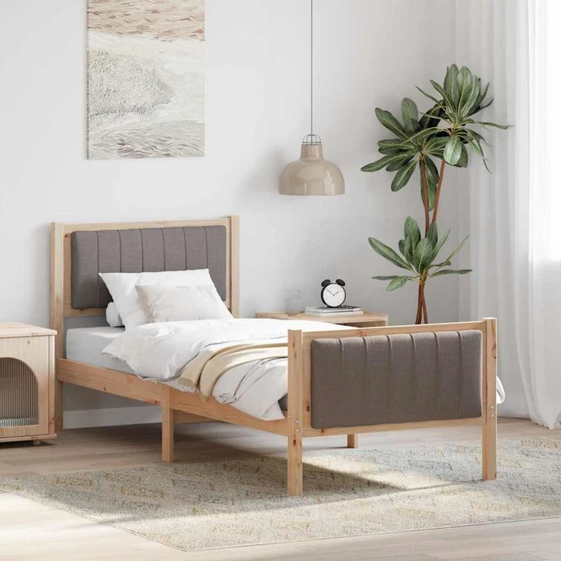 Sengestel i massivt fyrretræ 75x190 cm – brun/taupe