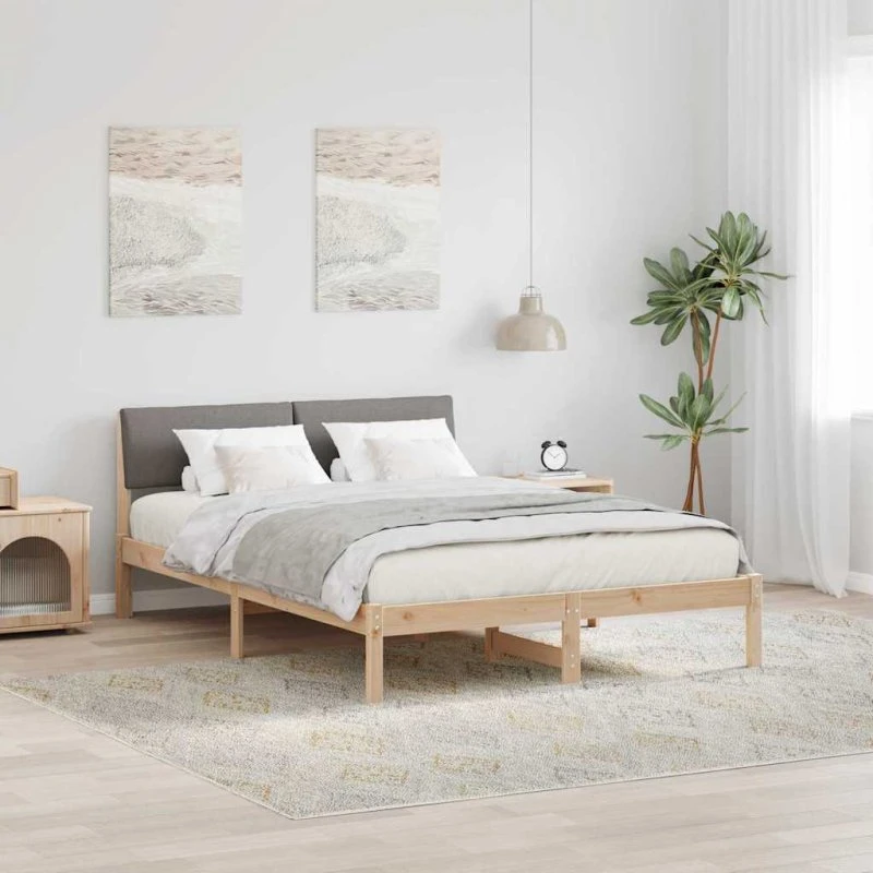 Sengestel 160x200 i massivt fyrretræ - brun/taupe