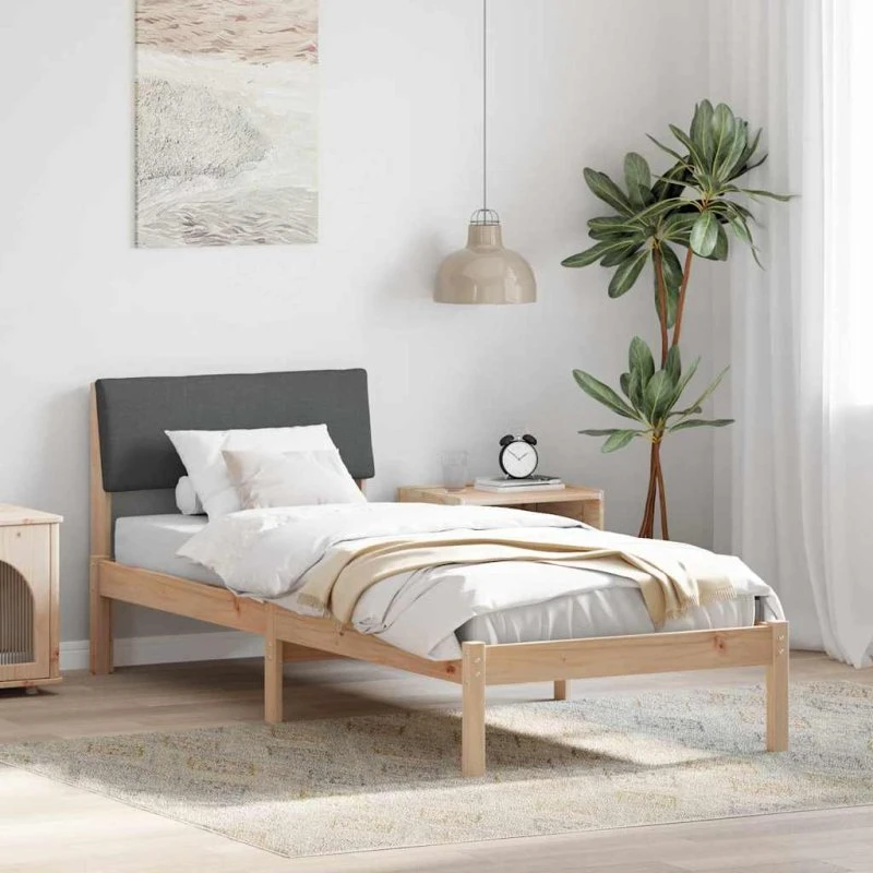 Sengestel i massivt fyrretræ 75x190 cm - brun/mørkegrå