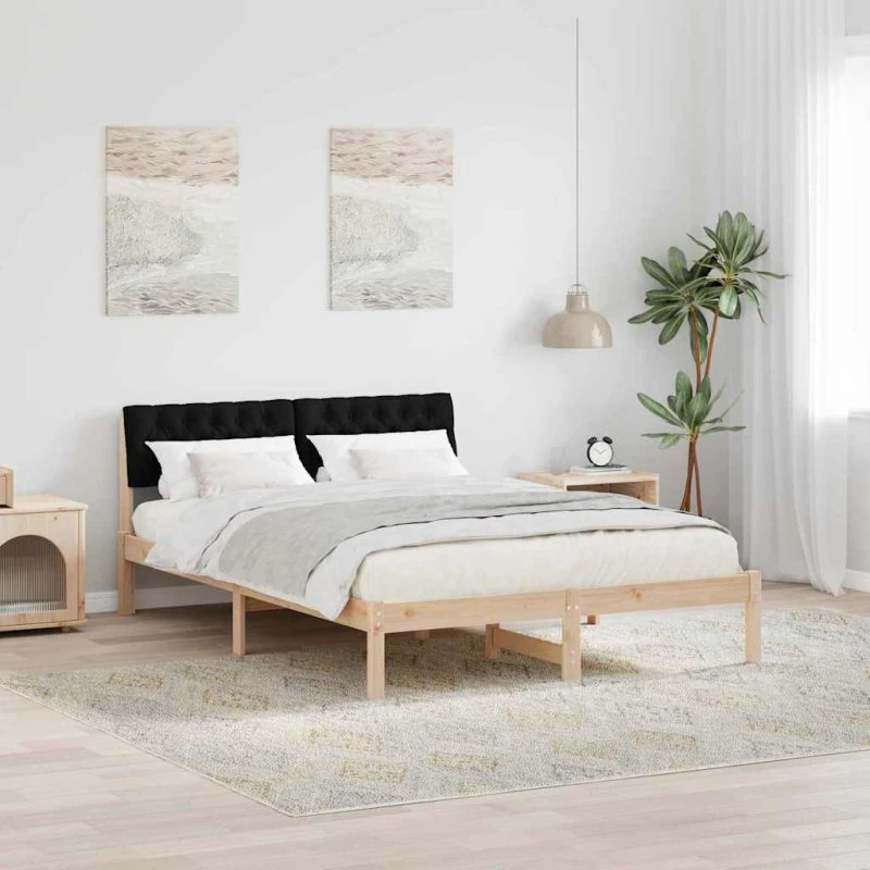 Sengestel 160x200 i massivt fyrretræ – brun/sort