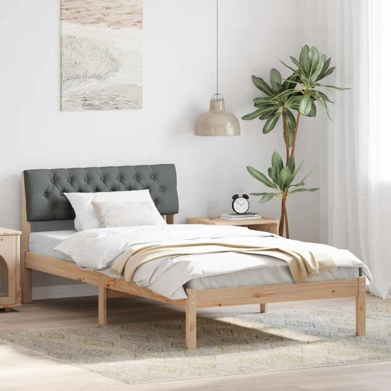 Sengestel i massivt fyrretræ 100x200, brun/mørkegrå