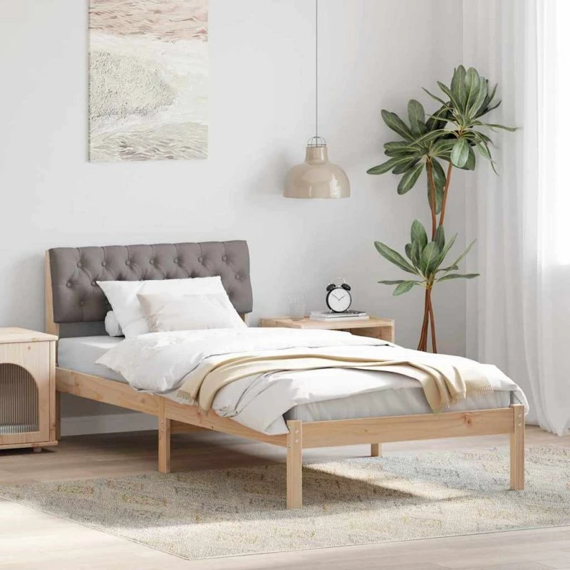 Sengestel 90x190 Brun/Taupe i massivt fyrretræ
