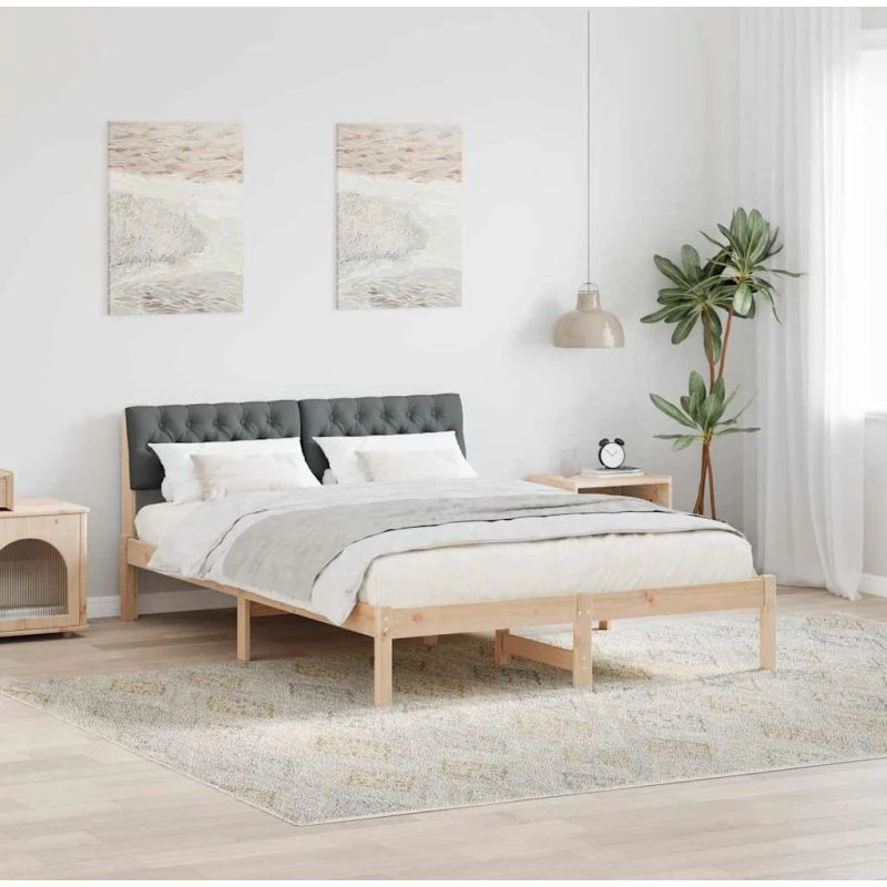Sengestel 140x200 i massivt fyrretræ - brun/mørkegrå