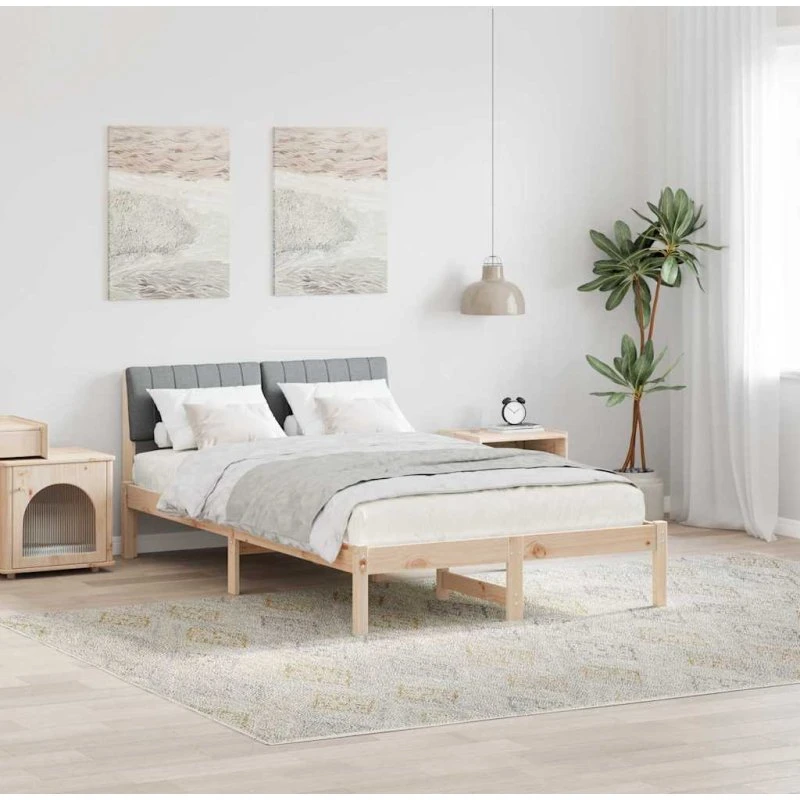 Sengestel i massivt fyrretræ 120x200 cm – Brun/lysegrå