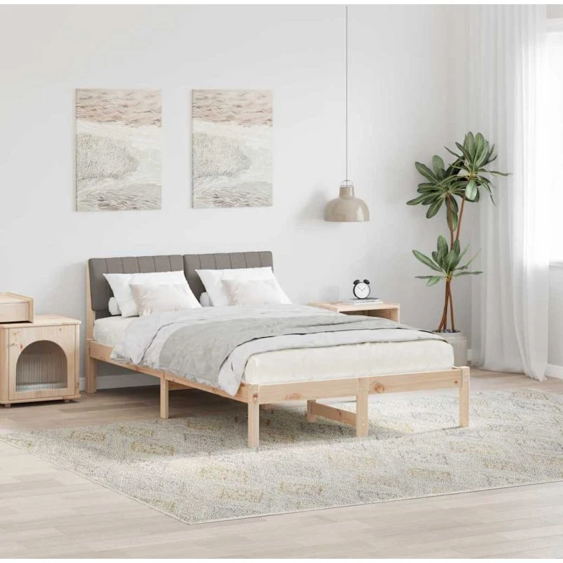 Sengestel 120x200 cm i massivt fyrretræ – brun/taupe