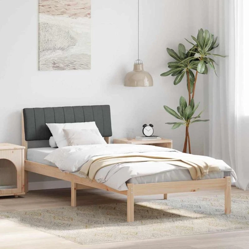 Sengestel 90x200 cm i massivt fyrretræ, brun/mørkegrå