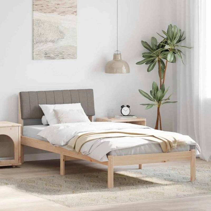 Sengestel i massivt fyrretræ 90x200 cm – brun/taupe
