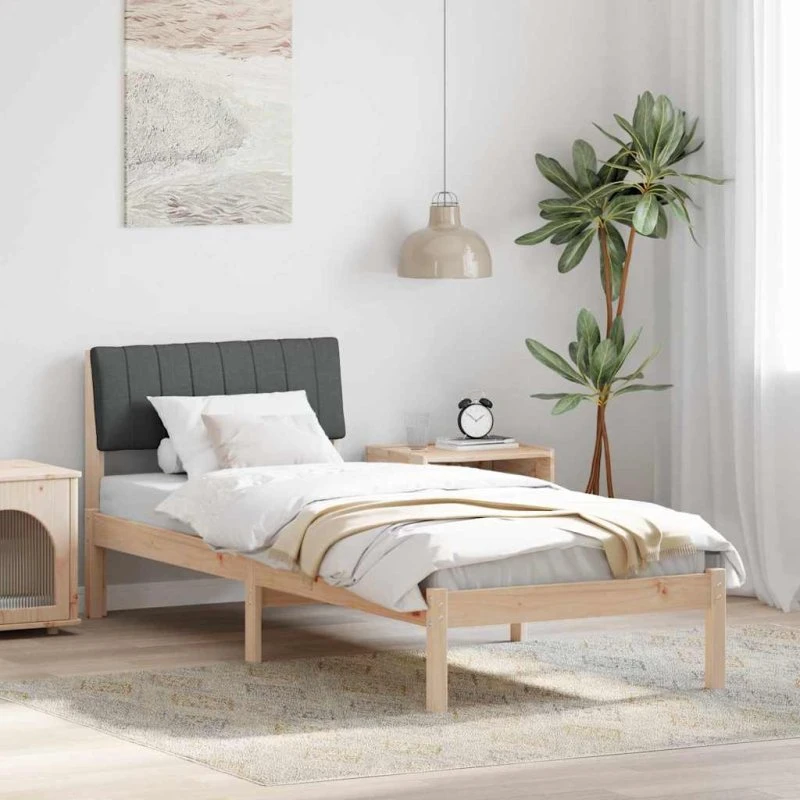 Sengestel i massivt fyrretræ 75x190 cm – brun/mørkegrå