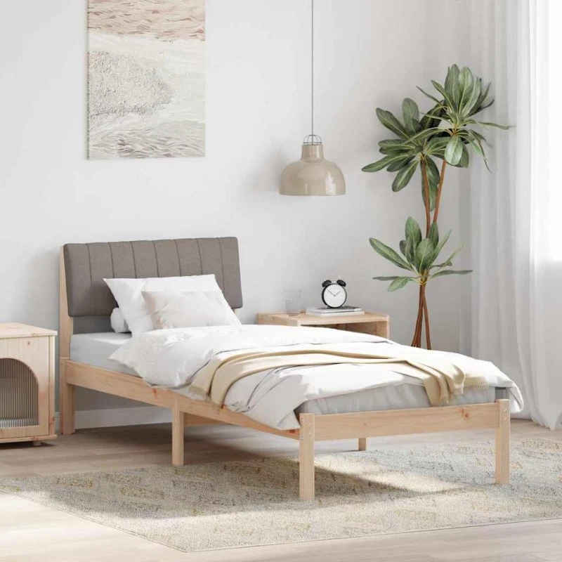 Sengestel i massivt fyrretræ 75x190 cm – brun/taupe