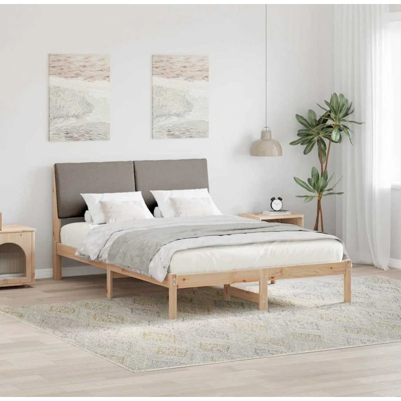Sengestel i massivt fyrretræ 140 x 200 cm – brun/taupe