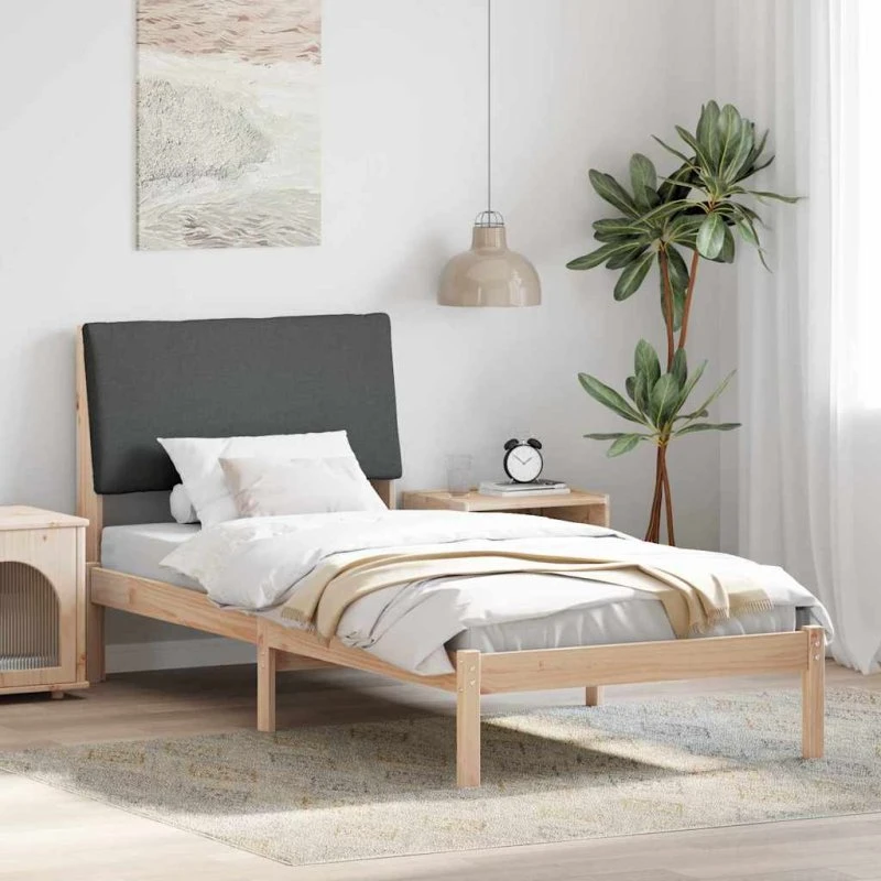 Sengestel 100x200 i massivt fyrretræ – brun/mørkegrå