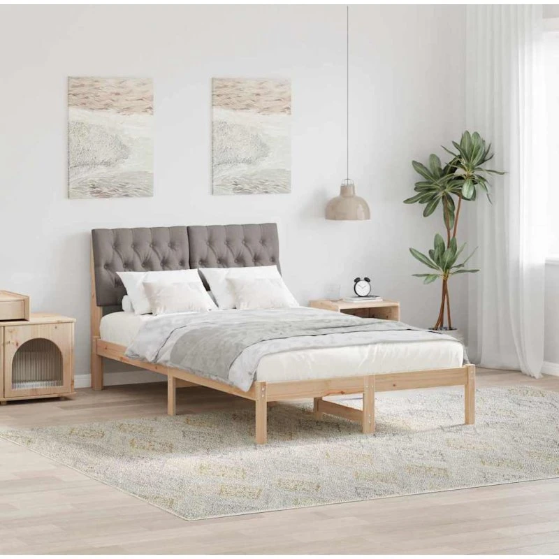 Sengestel 120x200 med polstret hovedgavl - Brun/Grå