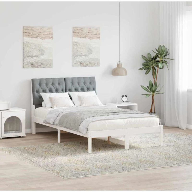 Sengestel 120x190 cm med polstret hovedgavl – hvid