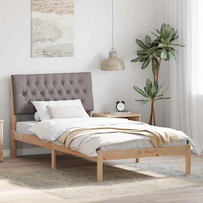 Sengestel med polstret hovedgavl 100x200 cm - Brun