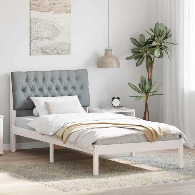 Sengestel 100x200 med polstret hovedgavl - hvid