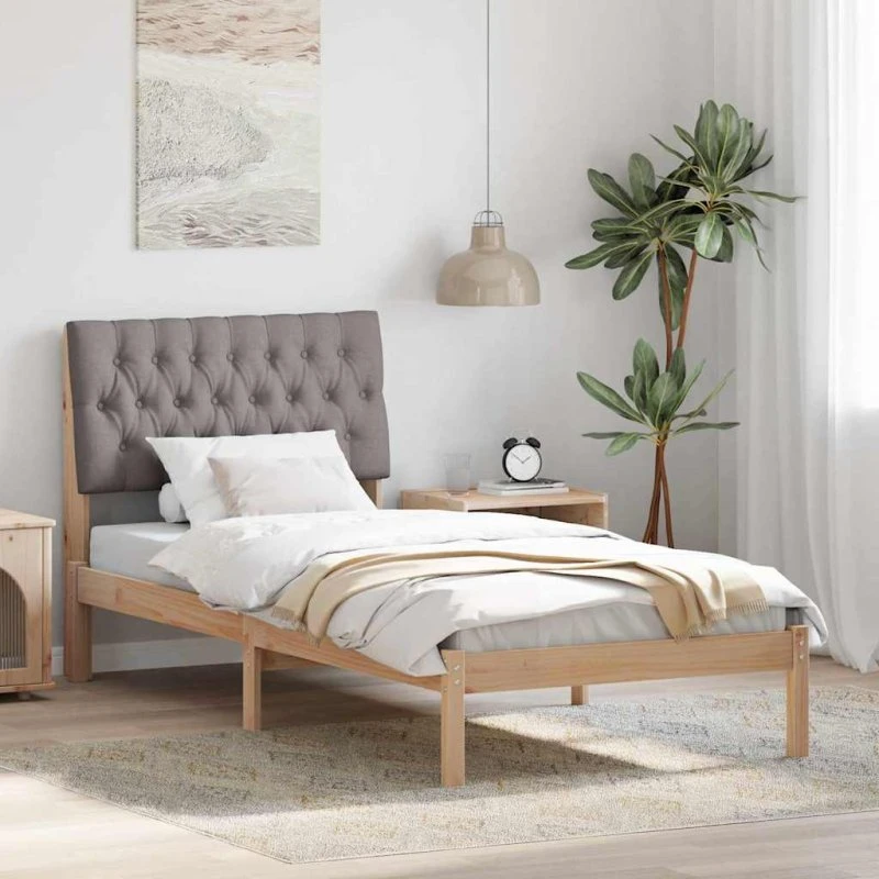 Sengestel med polstret hovedgavl 90x200 cm – Brun