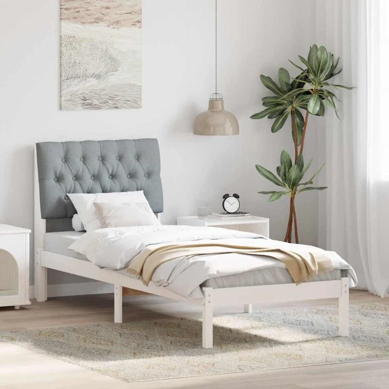 Sengestel 80x200 med polstret hovedgavl - hvid