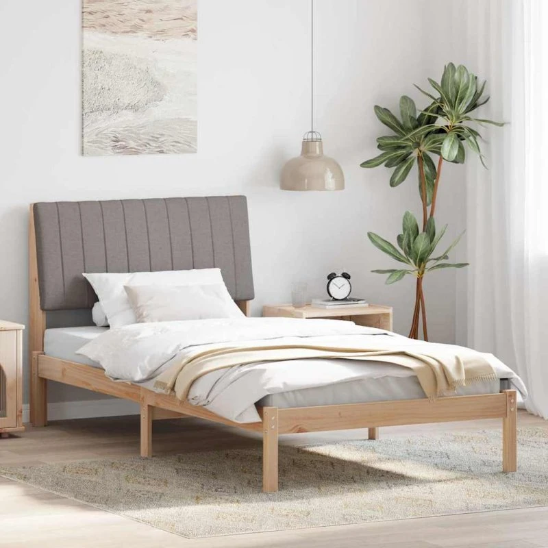 Sengestel med polstret hovedgærde, brun 100x200 cm