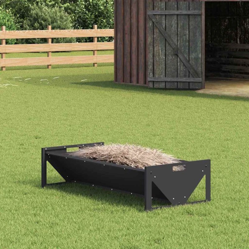 Fodertrug til husdyr i koldvalset stål 108x50x28 cm