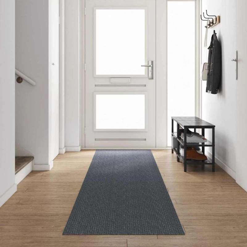 Grå løber tæppe 80x500 cm - blødt stof, skridsikker