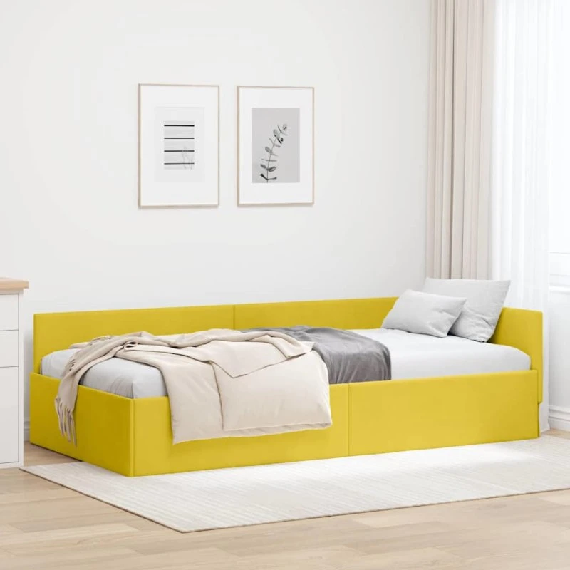 Hjørnesengramme 100x200 Fløjl - Gul