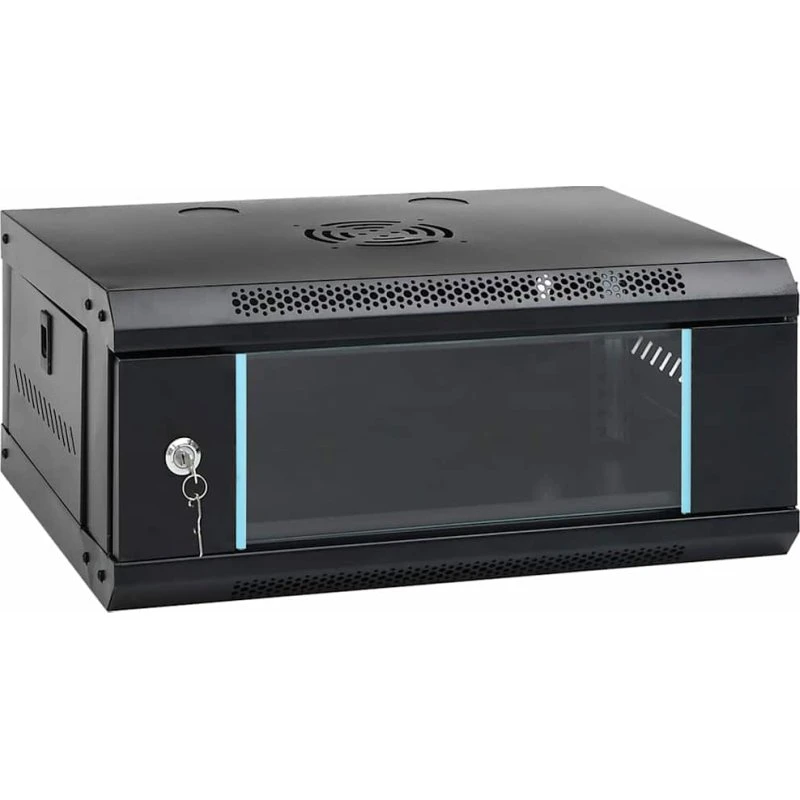 Netværksskab vægmonteret 53x45x21 cm, sort stål