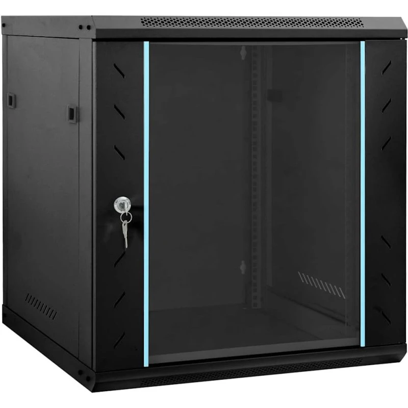 Vægmonteret netværksskab i stål 60x45x65 cm - sort